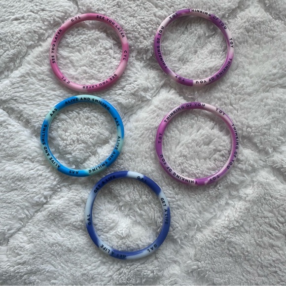 Assorted Tie Dye Silicone Motivational Bracelets | 5 Pack - Picture 5 of 5